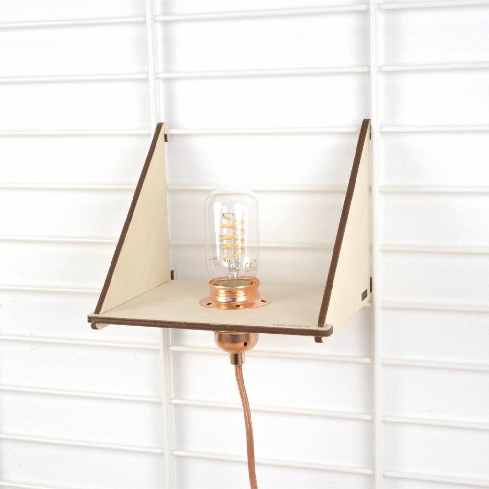 Wandrek FENCY plank en lamp (19x18 cm)