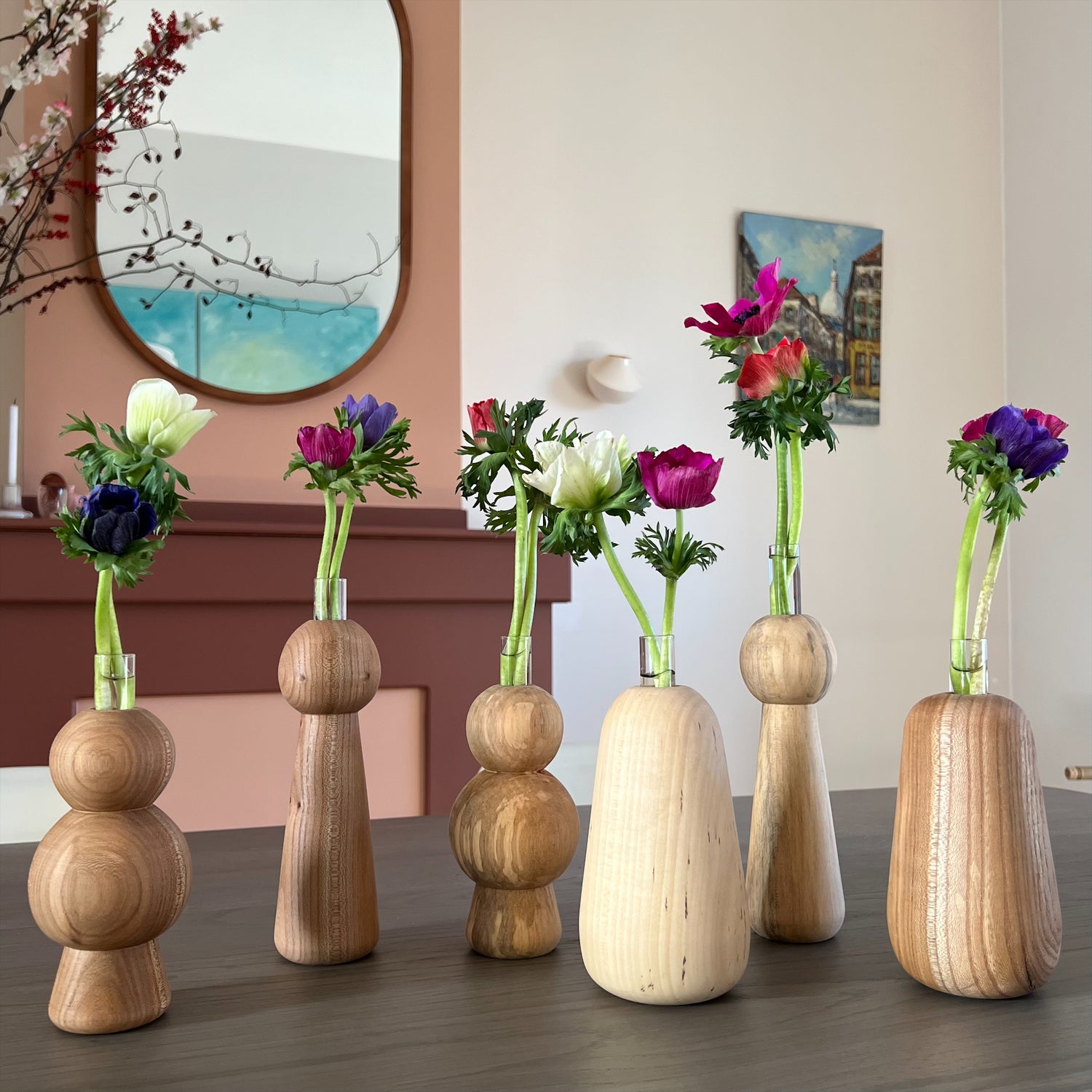 Branch vase, handmade of restwood