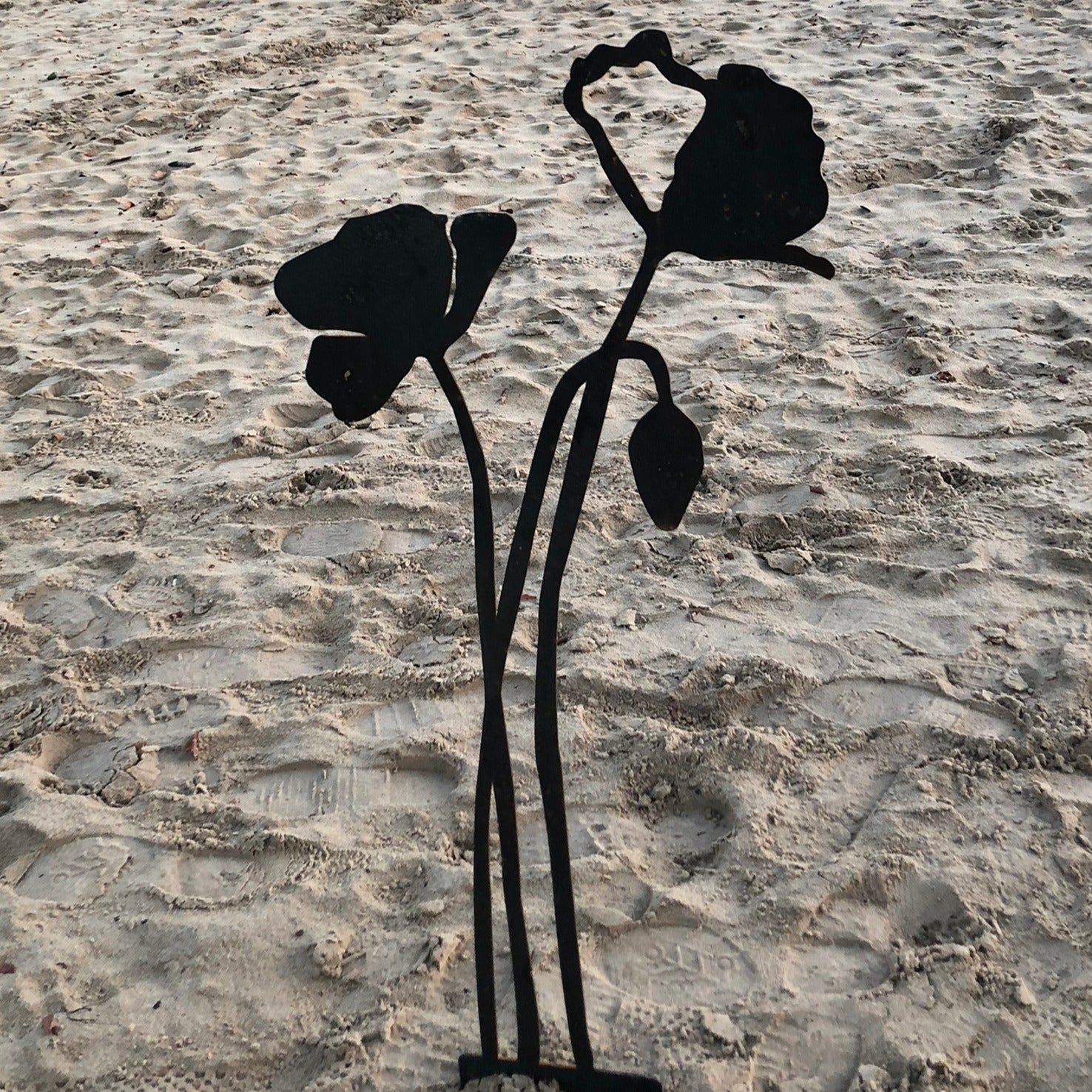 Poppy With Flower Bud | Corten Steel Sculpture