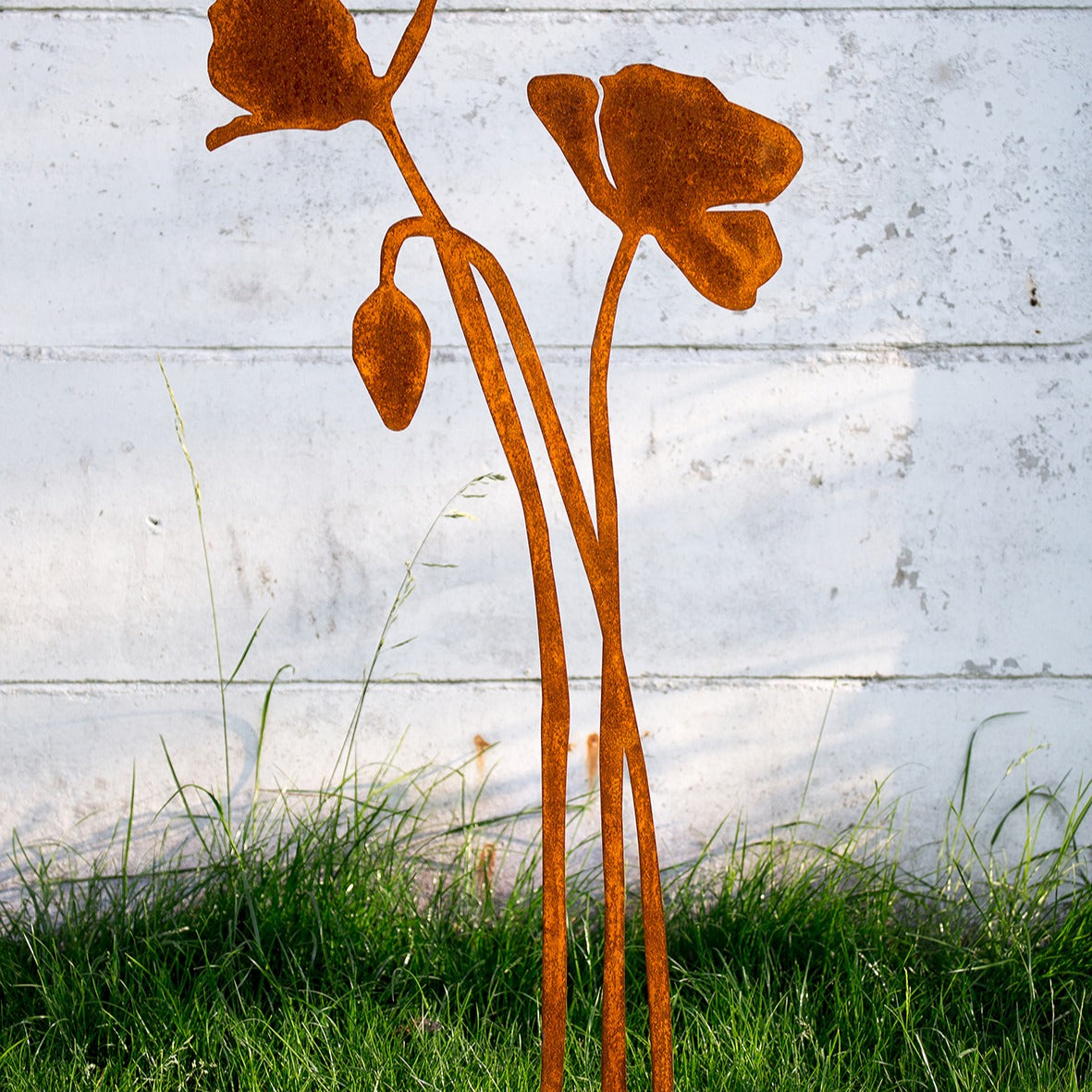 Poppy With Flower Bud | Corten Steel Sculpture