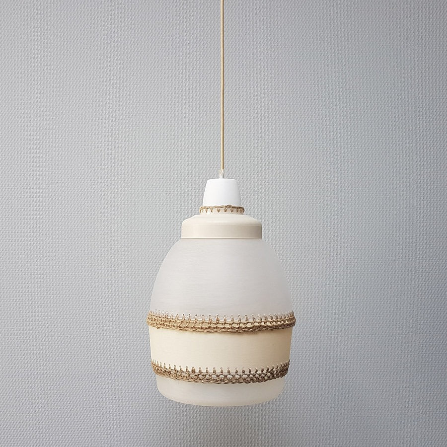Tupperware upcycle lamp, Hooked on It in wit