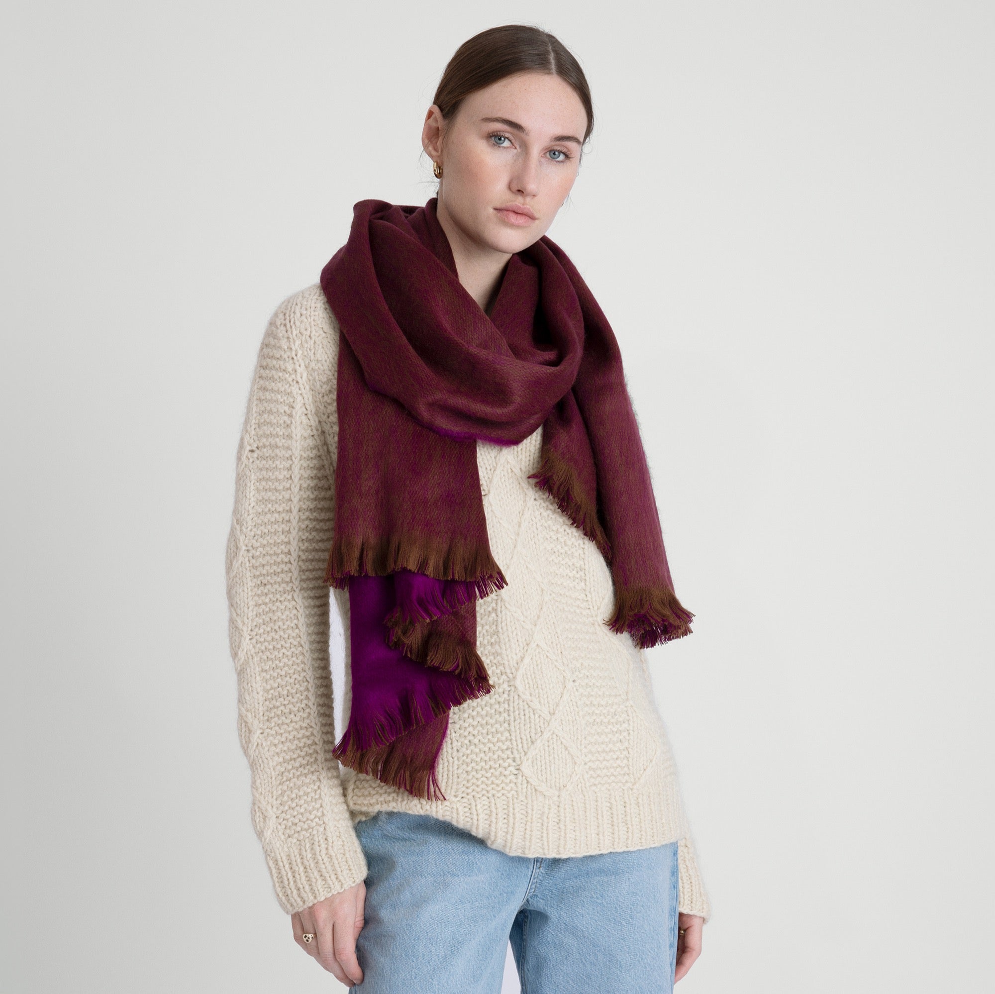 Double Scarf Violet &amp; Chocolate Brown