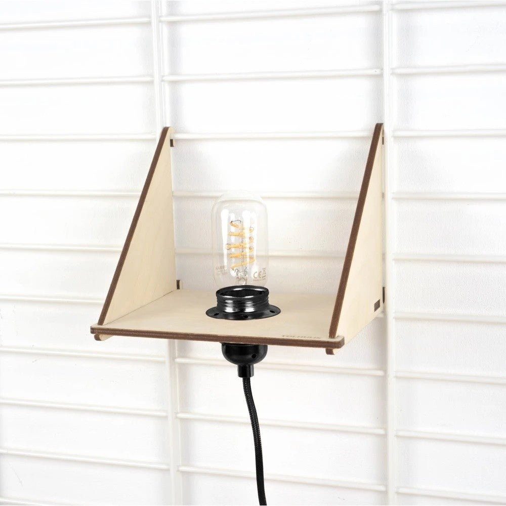 Wandrek FENCY plank en lamp (19x18 cm)