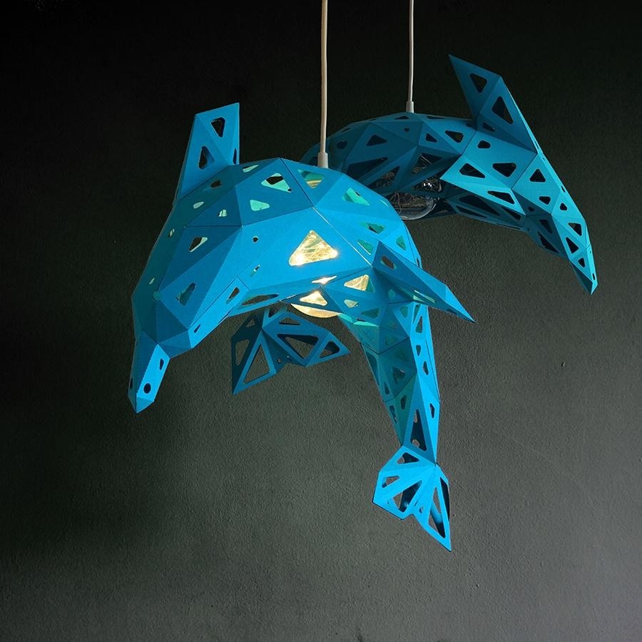 Dolphin Paper Lampshade Blue