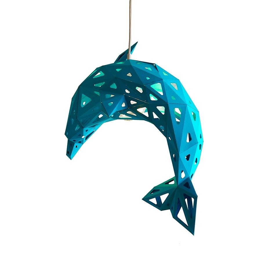 Dolphin Paper Lampshade Blue