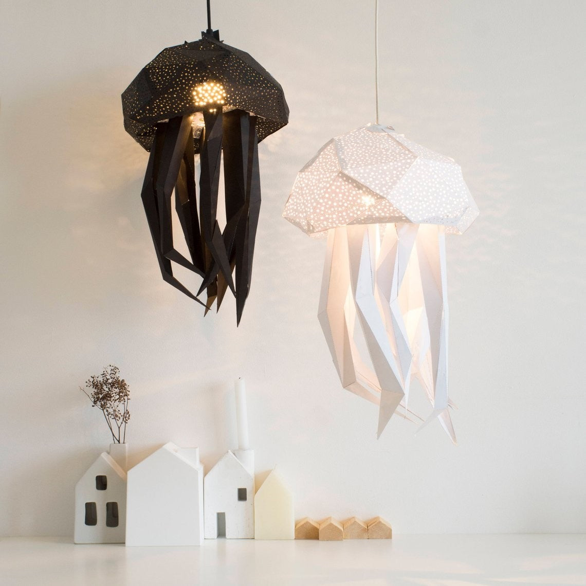 Jellyfish Paper Lantern Zwart
