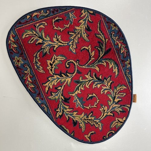 Vintage tapijt warme rood/roze, donkerblauw, oker van kleur